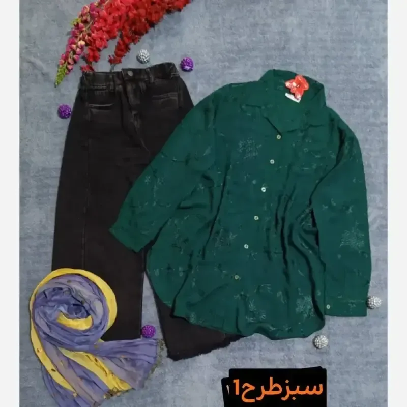 شومیز قواره دار نخ کره ای خامه دوزی ماریا باکیفیت سایزبزرگ خنک - تصویر 9