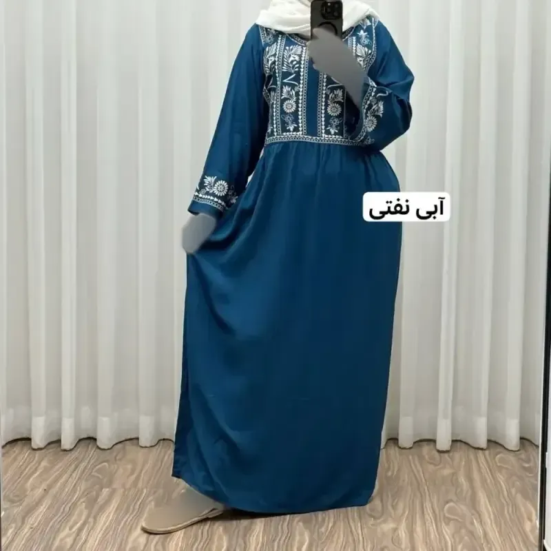پیراهن ساحلی نخی الهه ساره فری سایز تا 46 شیک و راحت چهارفصل سایه نمیاندازد کمربند دارد - تصویر 7