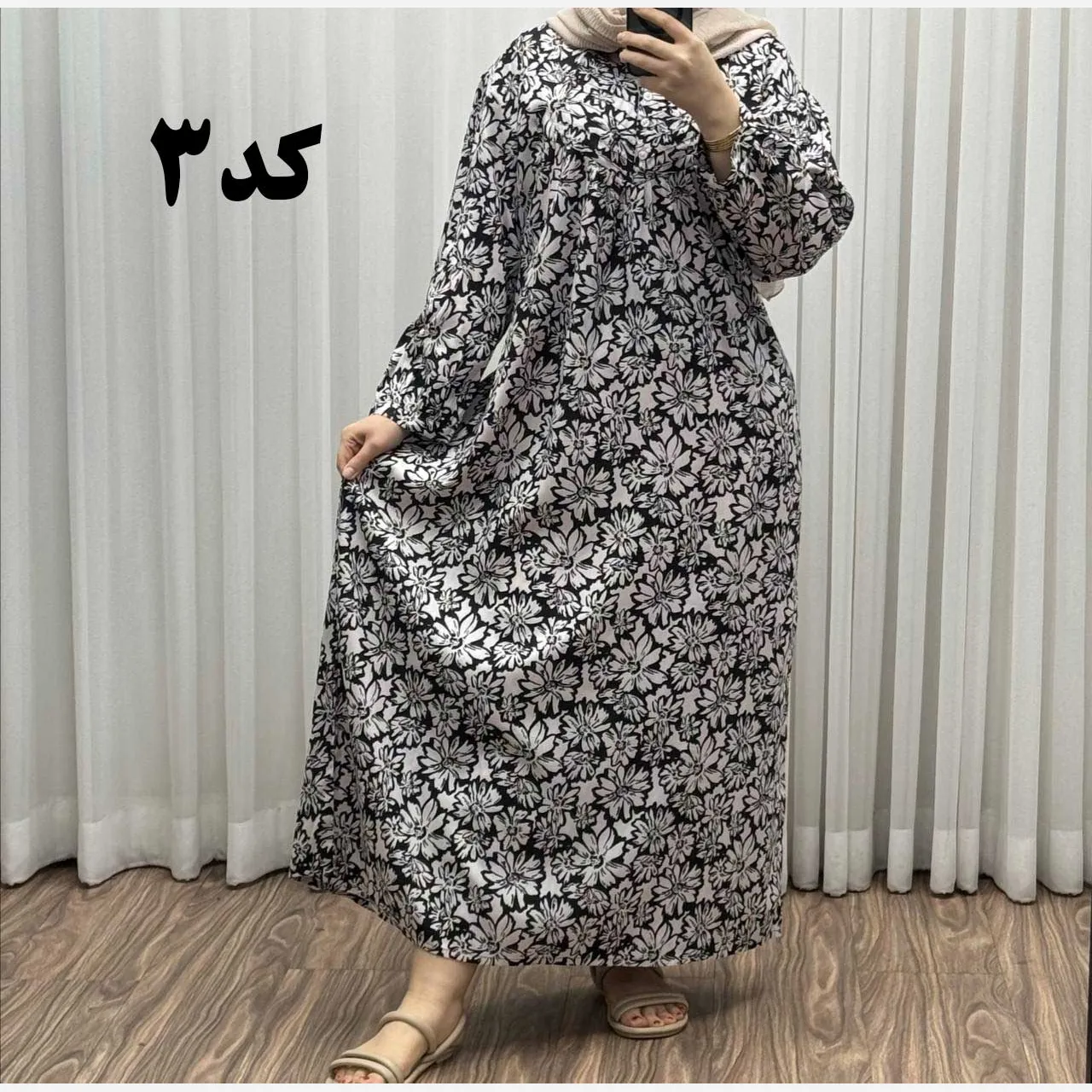پیراهن سایزبزرگ نخی فری سایز تا 52 هندی کد 1498 - تصویر 2