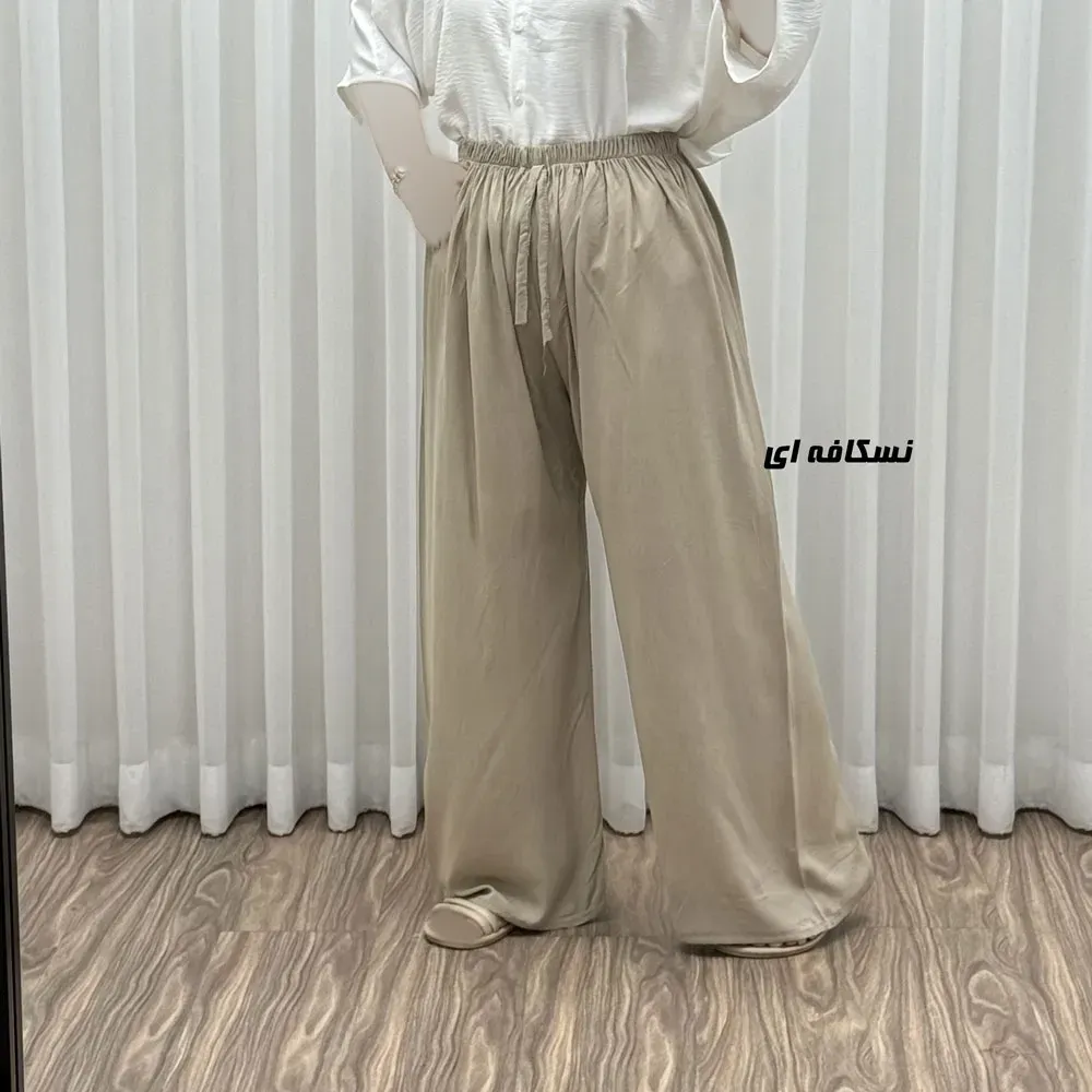 شلوار نخی زنانه راحتی فری سایز مناسب تا سایز 50 قد 107 - تصویر 6