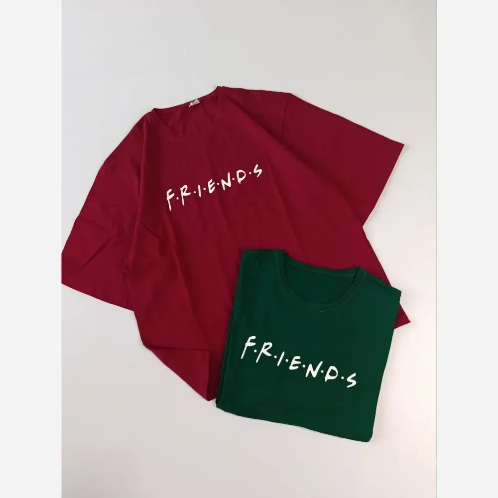 تیشرت باکسی لش زنانه طرح friends جنس سوپر پنبه قواره دار - تصویر 2