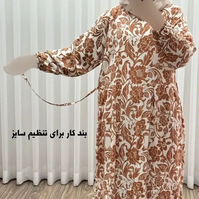 پیراهن فلور بوگاتی مدل ایوبی فری سایز زنانه تا سایز 46 چهارفصل شیک و راحت با کمربند سایه نمیاندازد - تصویر 6