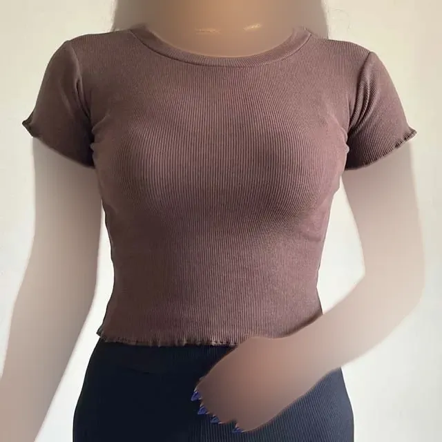 کراپ تیشرت کبریتی مدل 1131 راهراه رنگی فری سایز زنانه - تصویر 4
