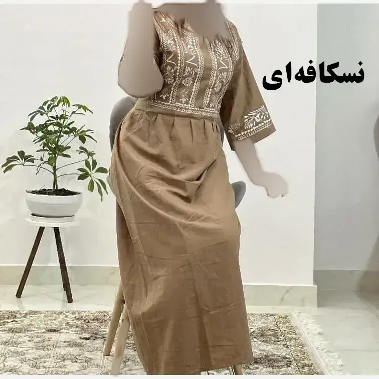 پیراهن زنانه لینن طرح مایا فری سایز مناسب تا 48 با کمربند - تصویر 11