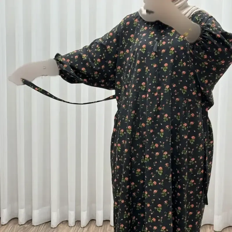 پیراهن نخی زنانه و دخترانه مدل بوگاتی منگولهدار فری سایز تا 52 - تصویر 5