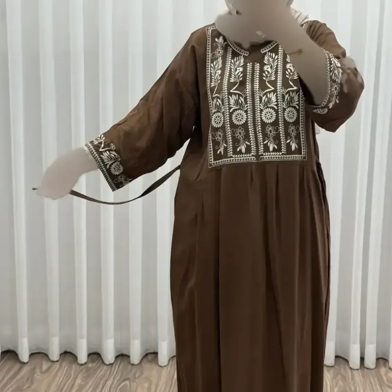 پیراهن ساحلی نخی زنانه مدل الهه فری سایز مناسب تا 44 با کمربند - تصویر 7