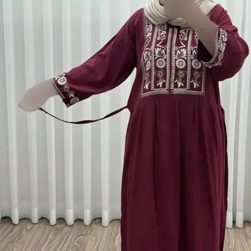 پیراهن ساحلی نخی زنانه مدل الهه فری سایز مناسب تا 44 با کمربند - تصویر 2