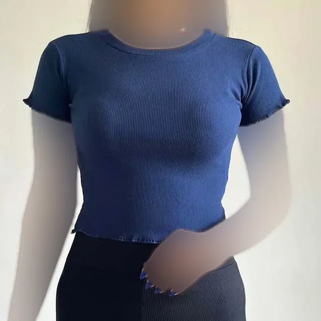 کراپ تیشرت کبریتی مدل 1131 راهراه رنگی فری سایز زنانه - تصویر 6