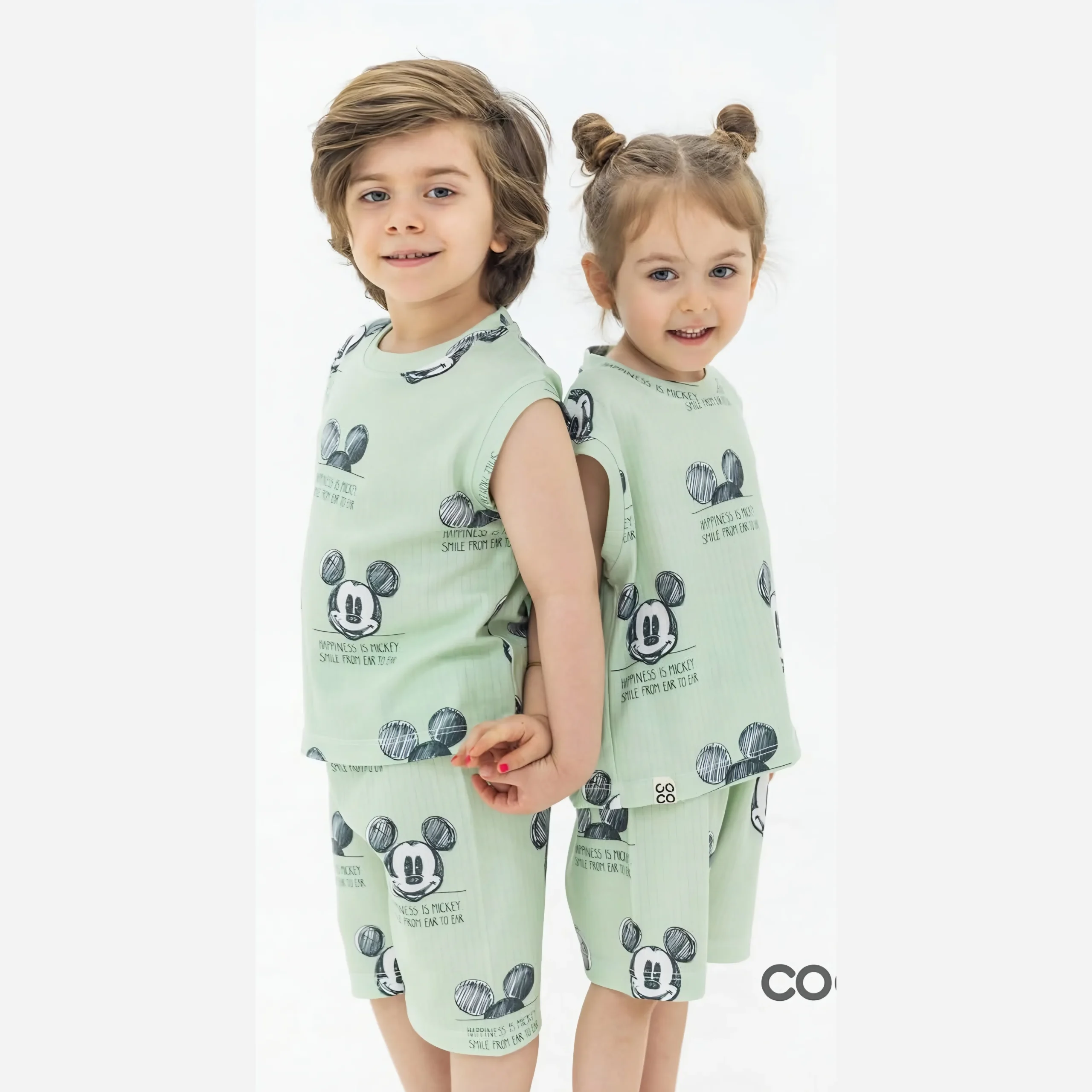ست تاپ و شلوارک بچگانه نخ پنبه ای طرح فانتزی برند COCO - تصویر 3