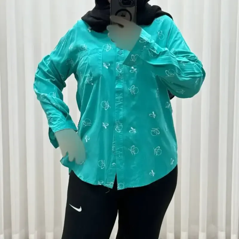 شومیز نخی زنانه فری سایز تا سایز 50 کد 1361 چهارفصل تنخور شیک و راحت - تصویر 3