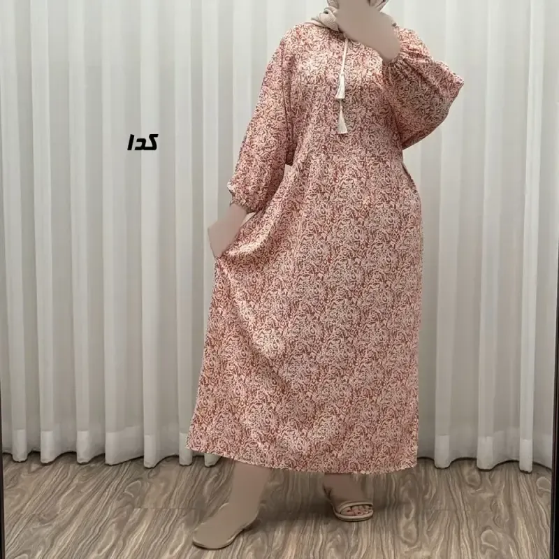 پیراهن نخی زنانه و دخترانه مدل بوگاتی منگولهدار فری سایز تا 52 - تصویر 2