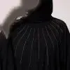 عبا نگین دار بوگاتی مشکی محرمی فری سایز فلور ترک - تصویر 2