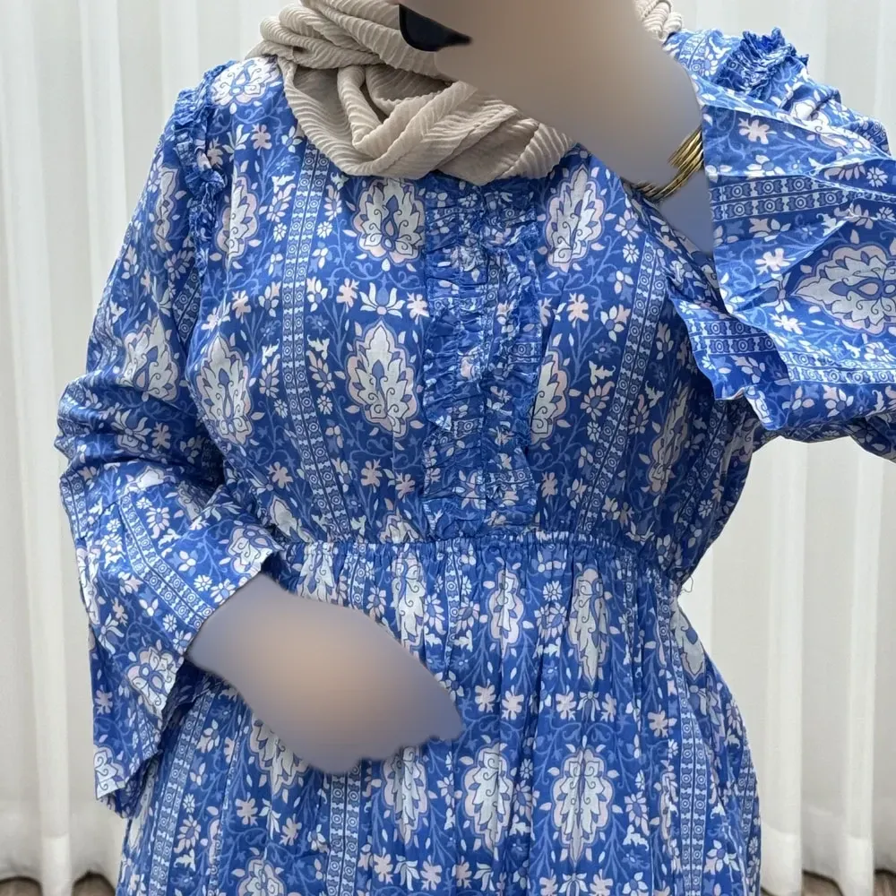 پیراهن عروسکی نخی زنانه و دخترانه فری سایز مناسب تا 46 همراه با کمربند - تصویر 9
