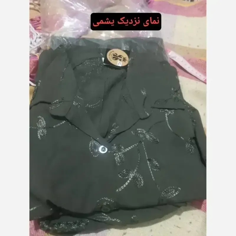 شومیز قواره دار نخ کره ای خامه دوزی ماریا باکیفیت سایزبزرگ خنک - تصویر 3